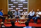 SJAM panel discussion around the Paris Olympics. (From left): Prasanna Sant, Leroy D'Sa, Purav Raja, Suma Shirur, Adille Sumariwalla and Viren Rasquinha